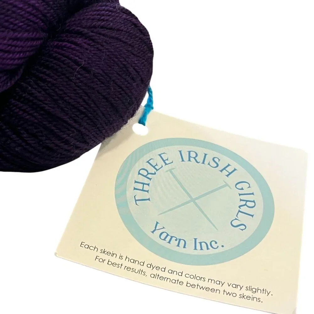Three Irish Girls Adorn Luxe Yarn 85% Merino 15% Nylon 430 Yards Purple Hand Dye - Picture 2 of 4